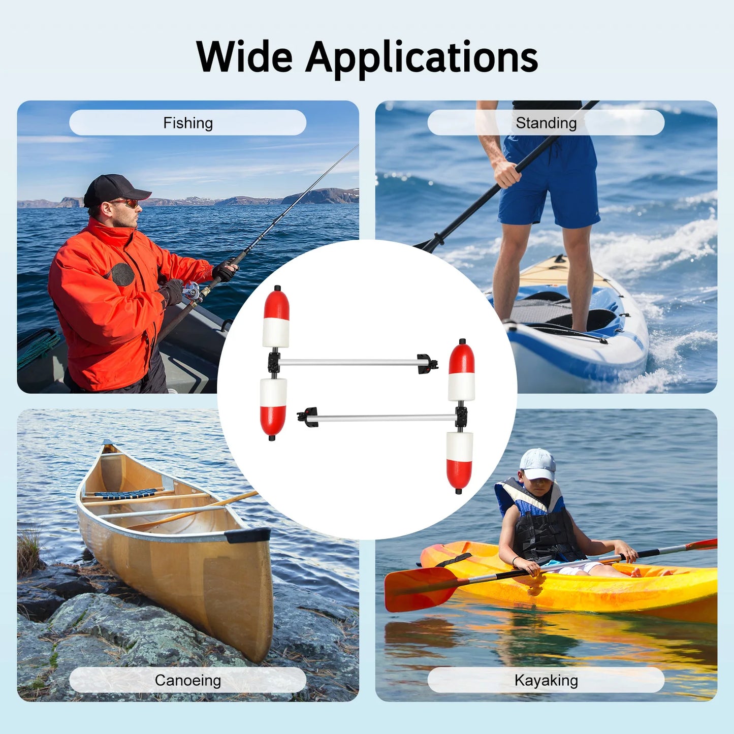 Kayak Outrigger Stabilizer System Easy Install for Fishing Canoe Stability