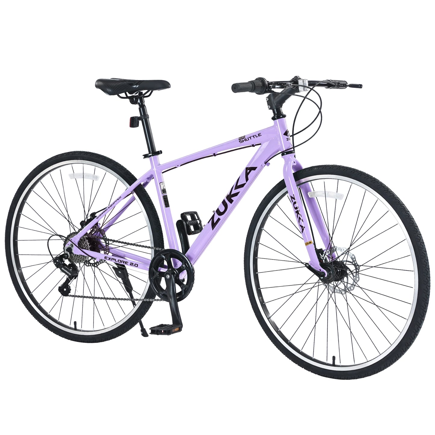 Shimano 7 Speed Hybrid Bike Aluminum Frame Double Disc Brakes 700C City Bicycle