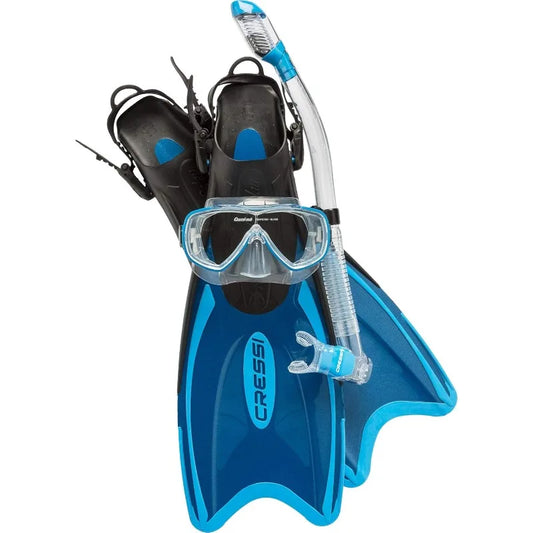 Cressi Palau Adult Travel Snorkel Set with Mask and Fins Made in Italy