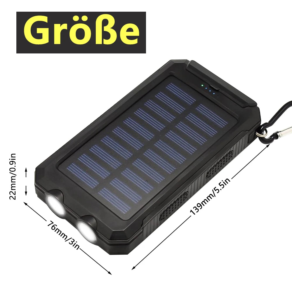 20000mAh Solar Power Bank with Fast Charging and Flashlight Portable Battery