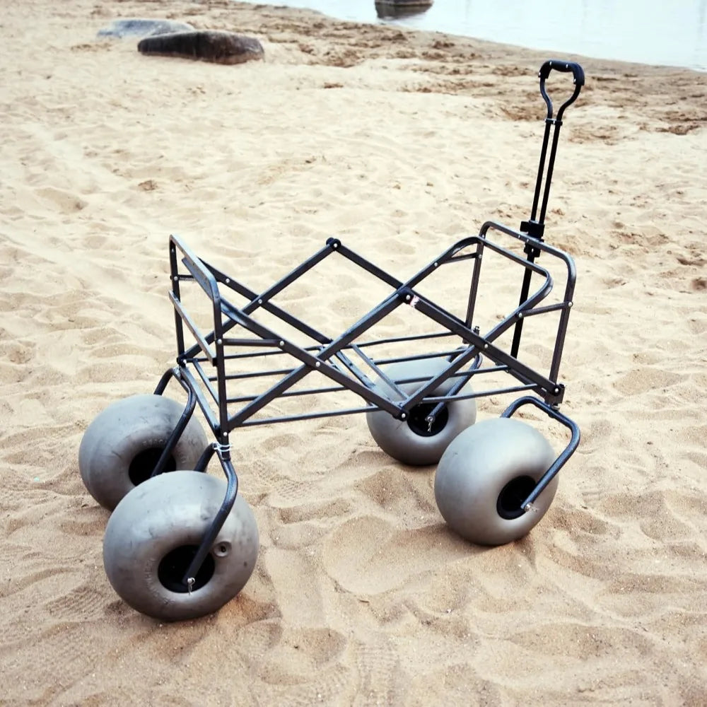 Beach Wagon with Big Wheels Folding Trolley Cart for Smooth Sand Transport