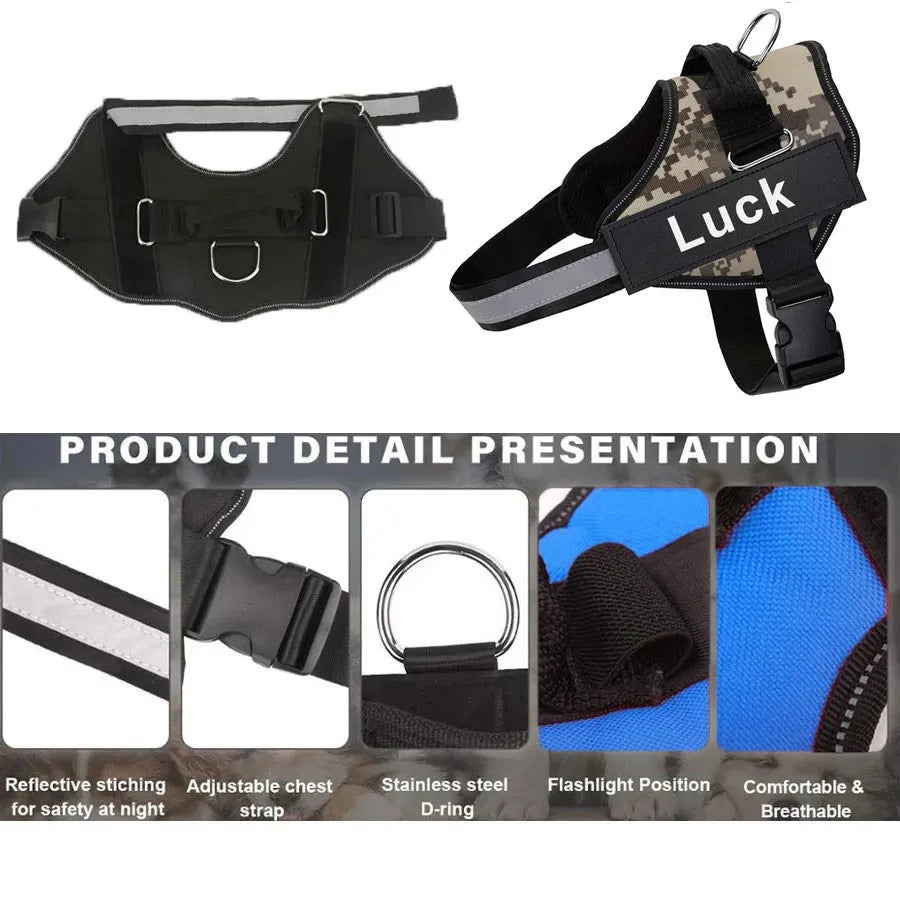 Adjustable Reflective Dog Harness Vest for Outdoor Walking Small to Large Dogs