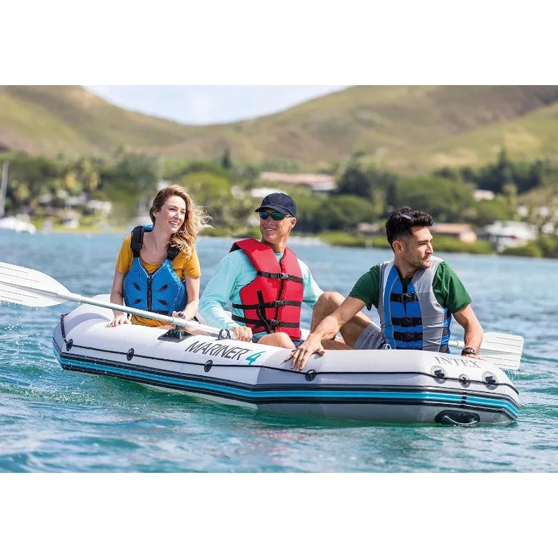 Intex Mariner 3 Inflatable Boat Set with Oars and High-Output Pump