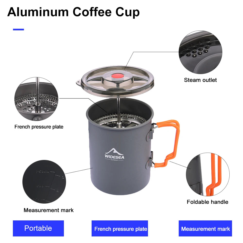Widesea Camping Coffee Pot with French Press for Hiking and Trekking Adventures