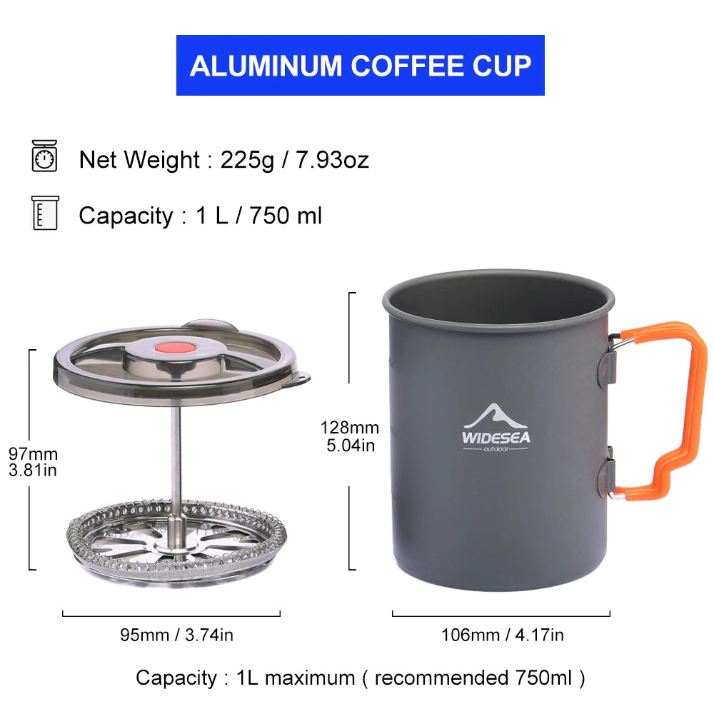 Widesea Camping Coffee Pot with French Press for Hiking and Trekking Adventures