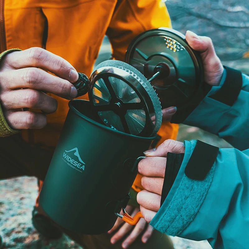 Widesea Camping Coffee Pot with French Press for Hiking and Trekking Adventures