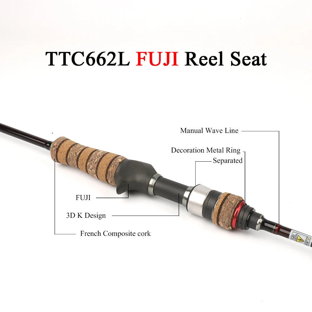 KUYING Teton L Light 1.98m Baitcasting Spinning Fishing Rod Carbon Soft Action