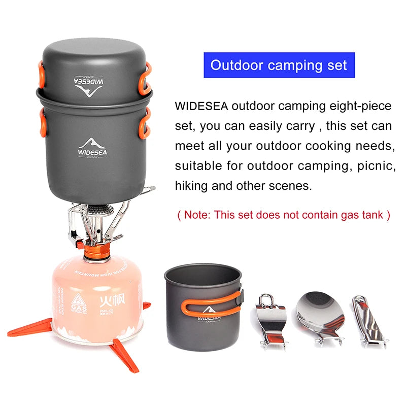 Widesea Portable Camping Cookware Set with Burner Stove and Folding Utensils