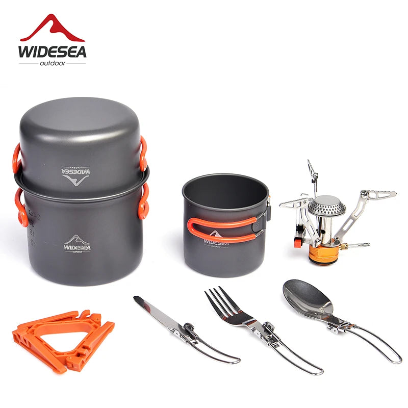 Widesea Portable Camping Cookware Set with Burner Stove and Folding Utensils