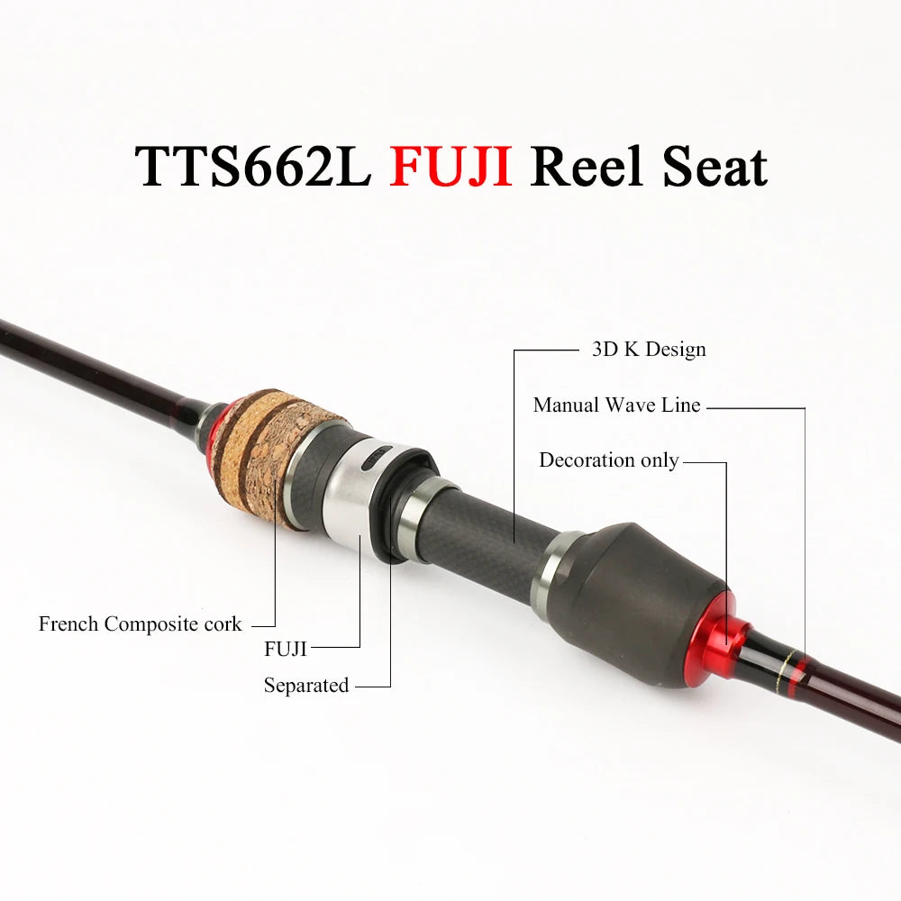 KUYING Teton L Light 1.98m Baitcasting Spinning Fishing Rod Carbon Soft Action