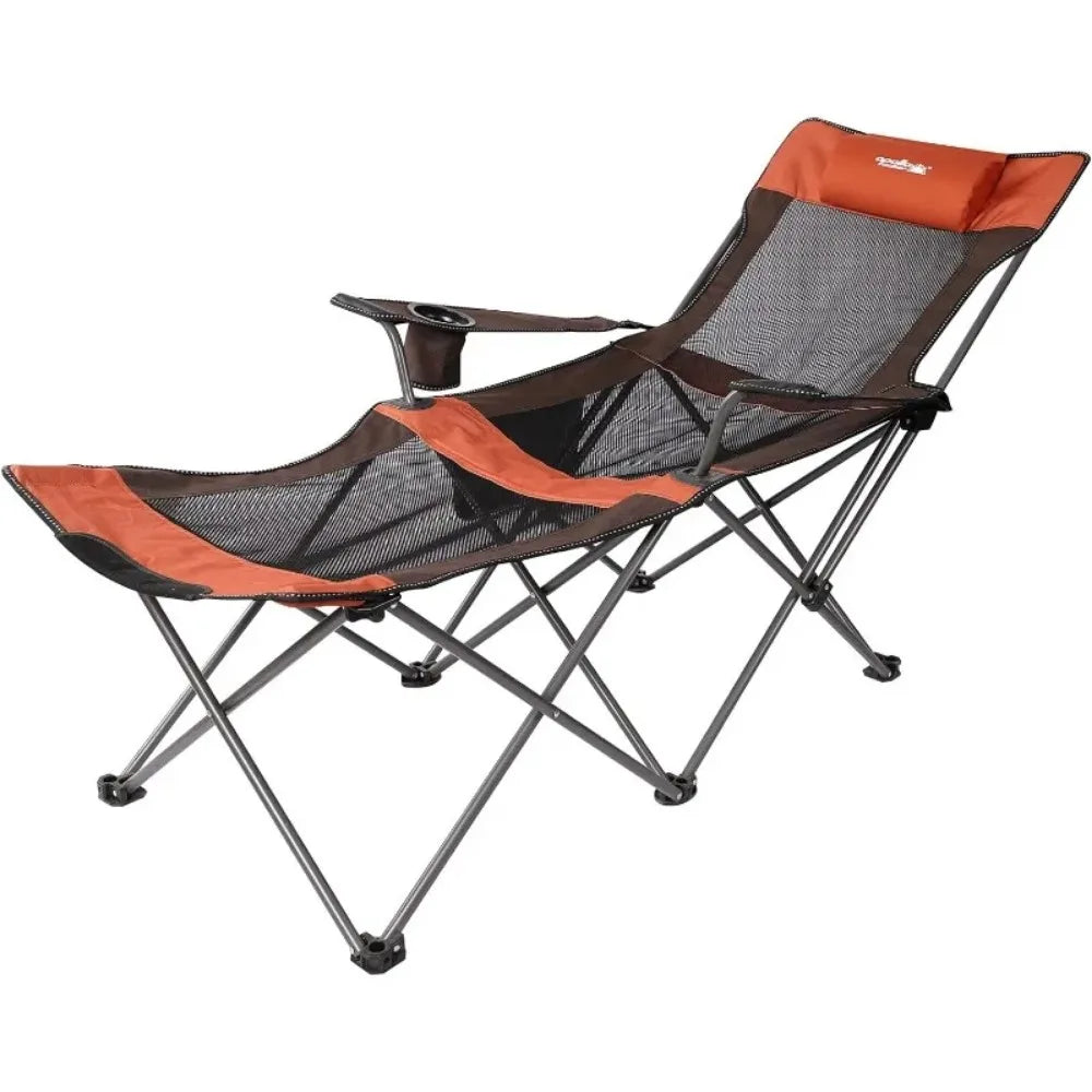 Folding Mesh Reclining Camping Chair Portable Outdoor Lounger with Carry Bag