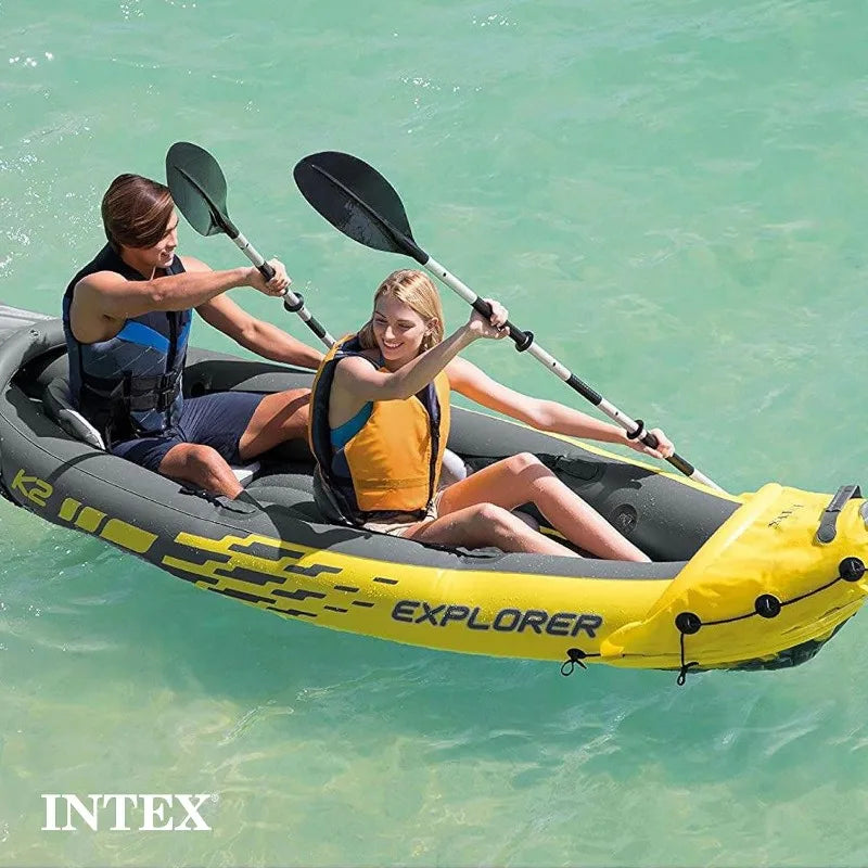 Intex Explorer K2 Inflatable Kayak Set with Aluminum Oars and Pump