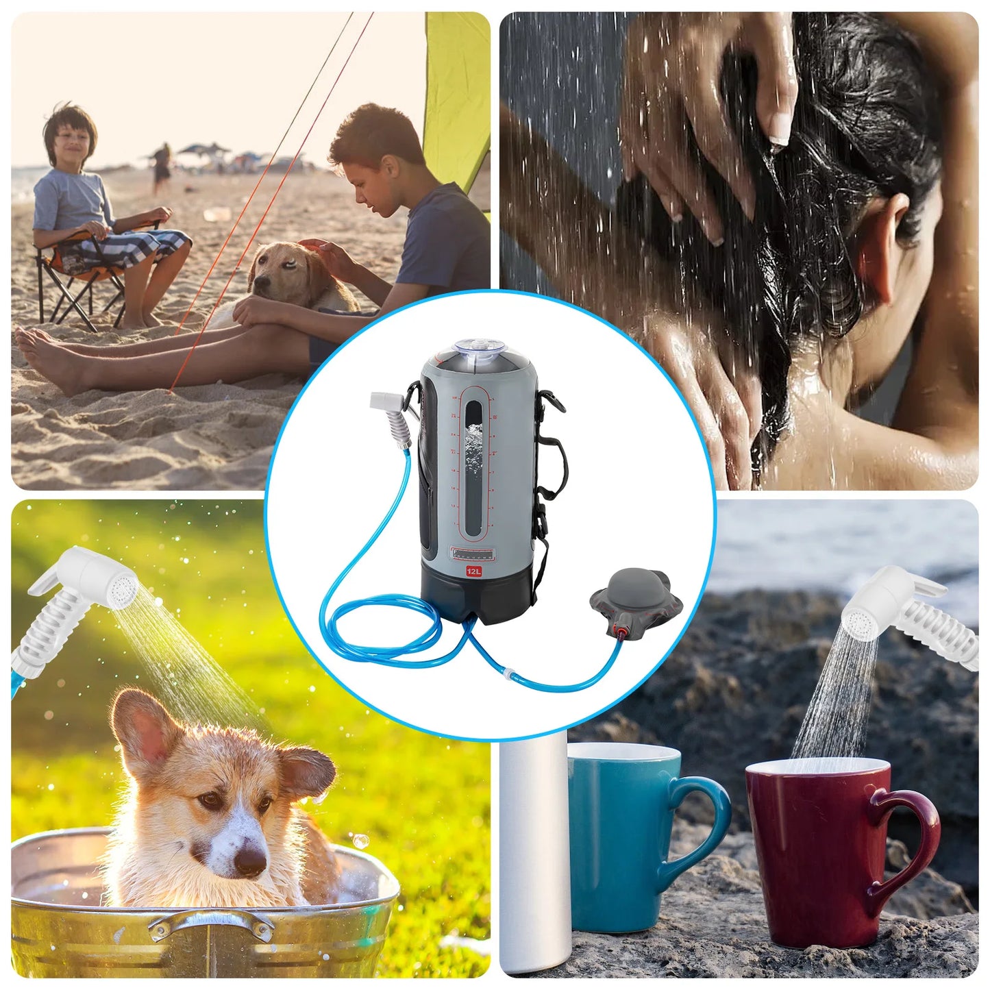 3 Gallon Portable Camping Shower with Air Pump for Outdoor Adventures