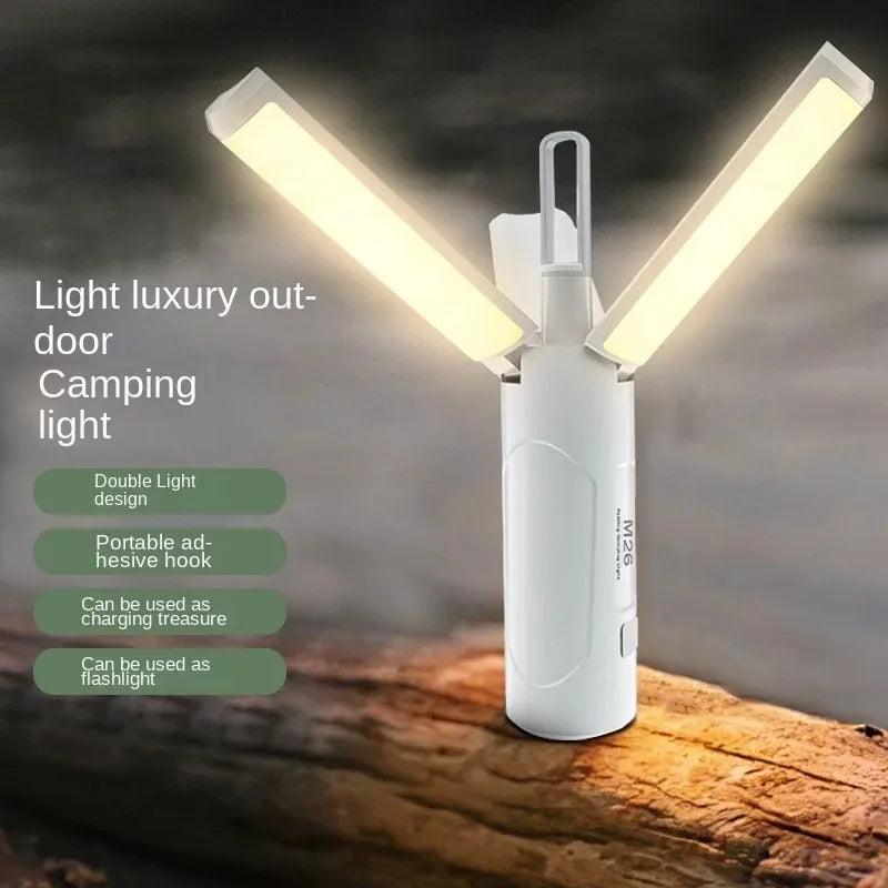 Portable Waterproof Camping Light with Magnetic Suction and Rechargeable Battery