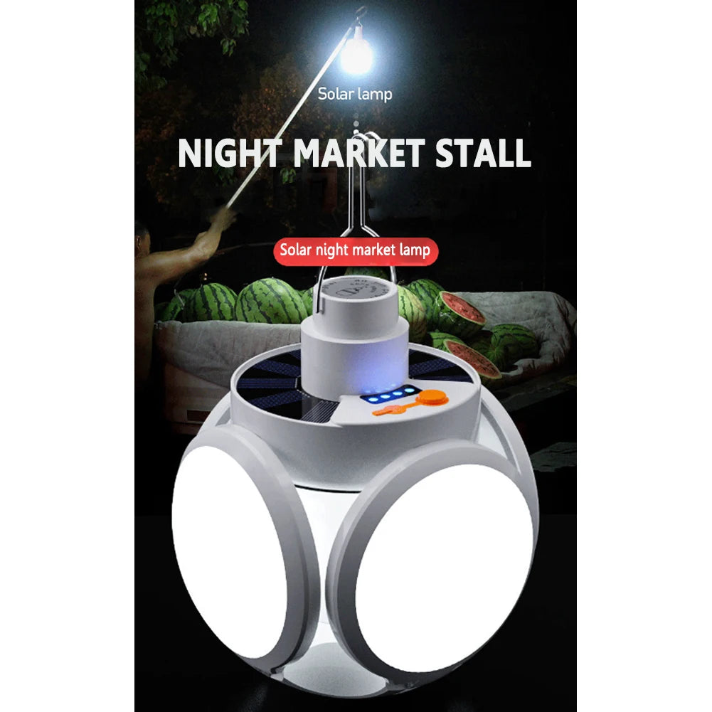 LED Solar Camping Light Bulb Rechargeable Portable Lantern with Adjustable Gears