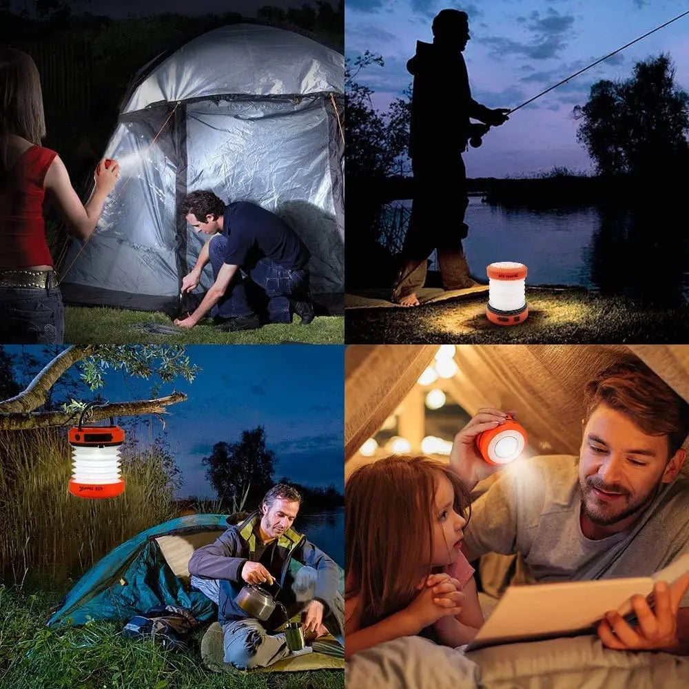 Solar Rechargeable Camping Light 2/4PCS Foldable Waterproof Lantern Power Bank