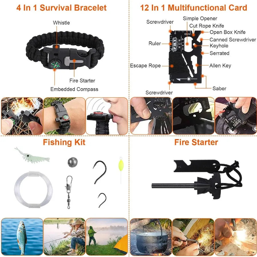 125Pcs Professional Emergency Survival Gear Kit for Outdoor Adventures