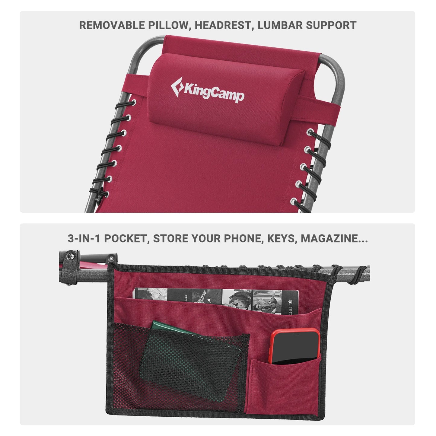 KingCamp Rollaway Bed Folding Lounger for Camping Fishing and Outdoor Relaxation