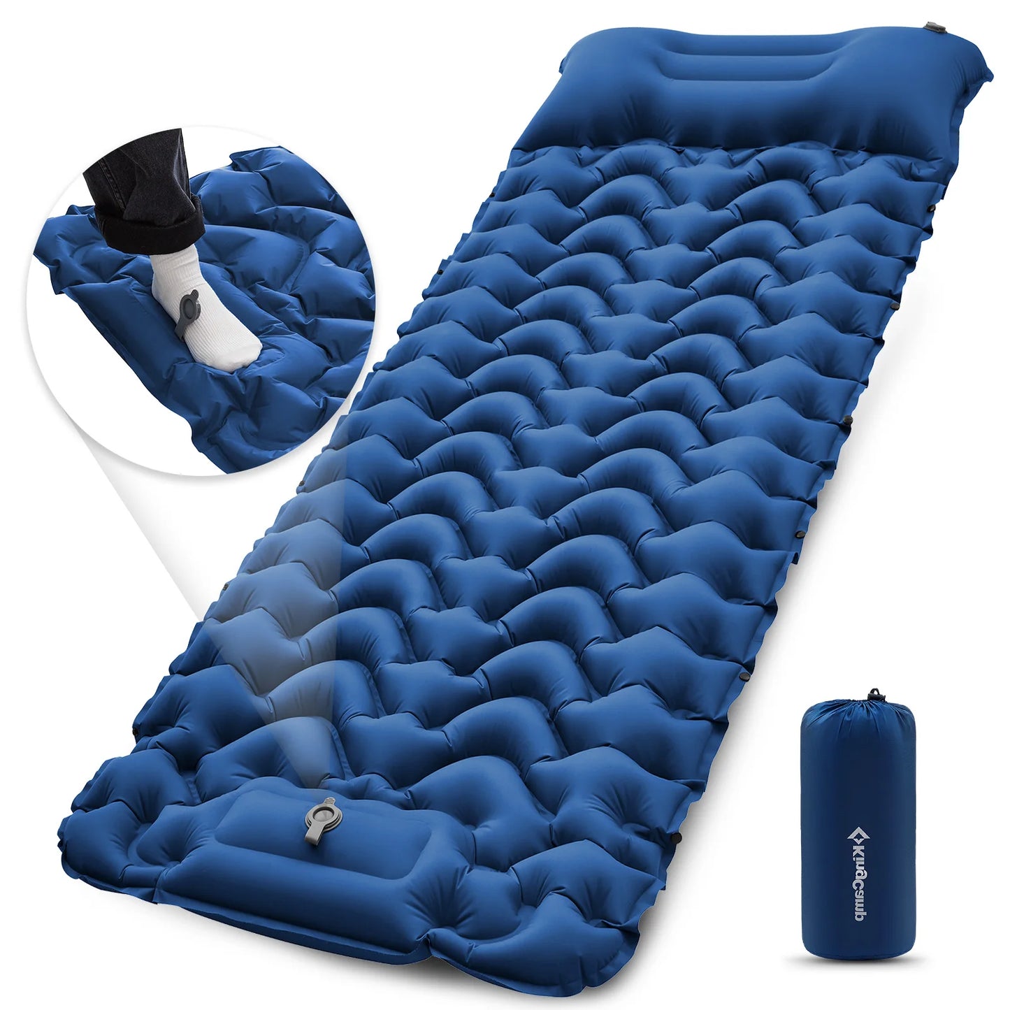 KingCamp Ultralight Self Inflating Sleeping Pad With Built-in Pillow And Foot Pump