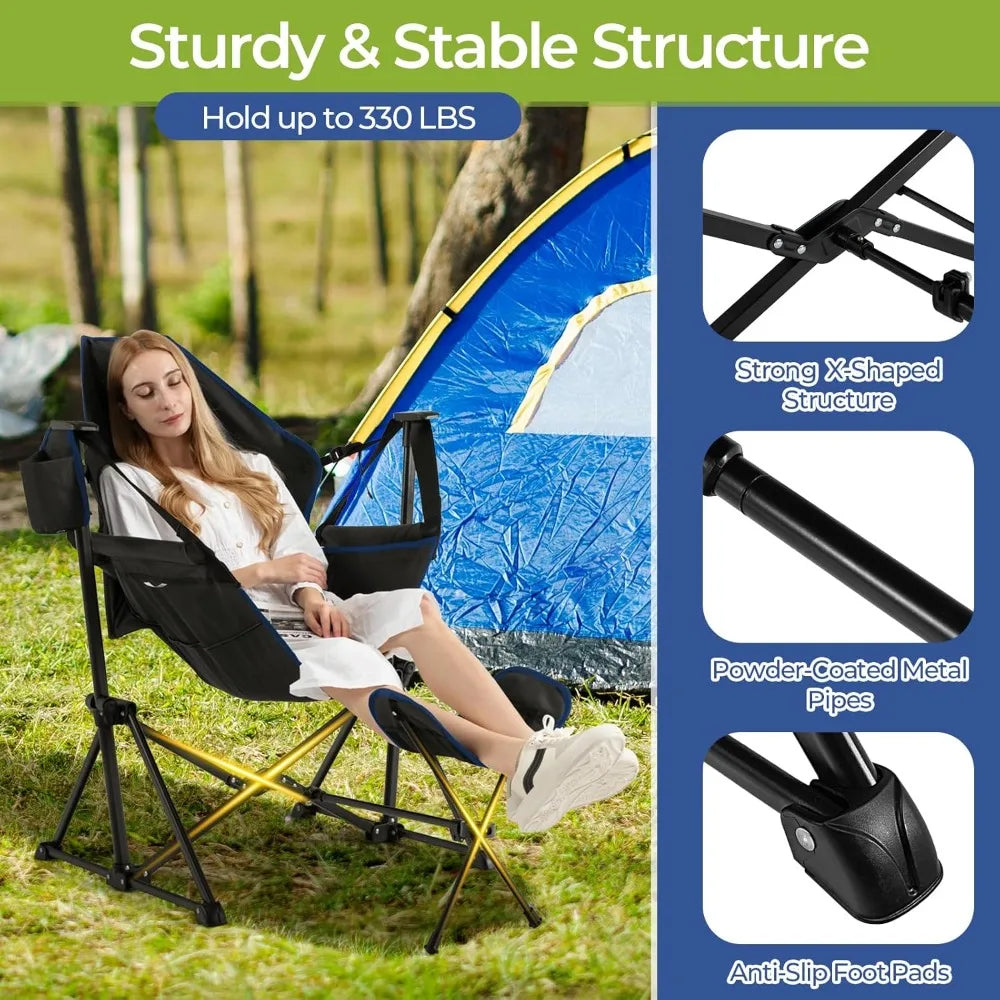 Folding Hammock Camping Chair with Detachable Footrest and Adjustable Backrest