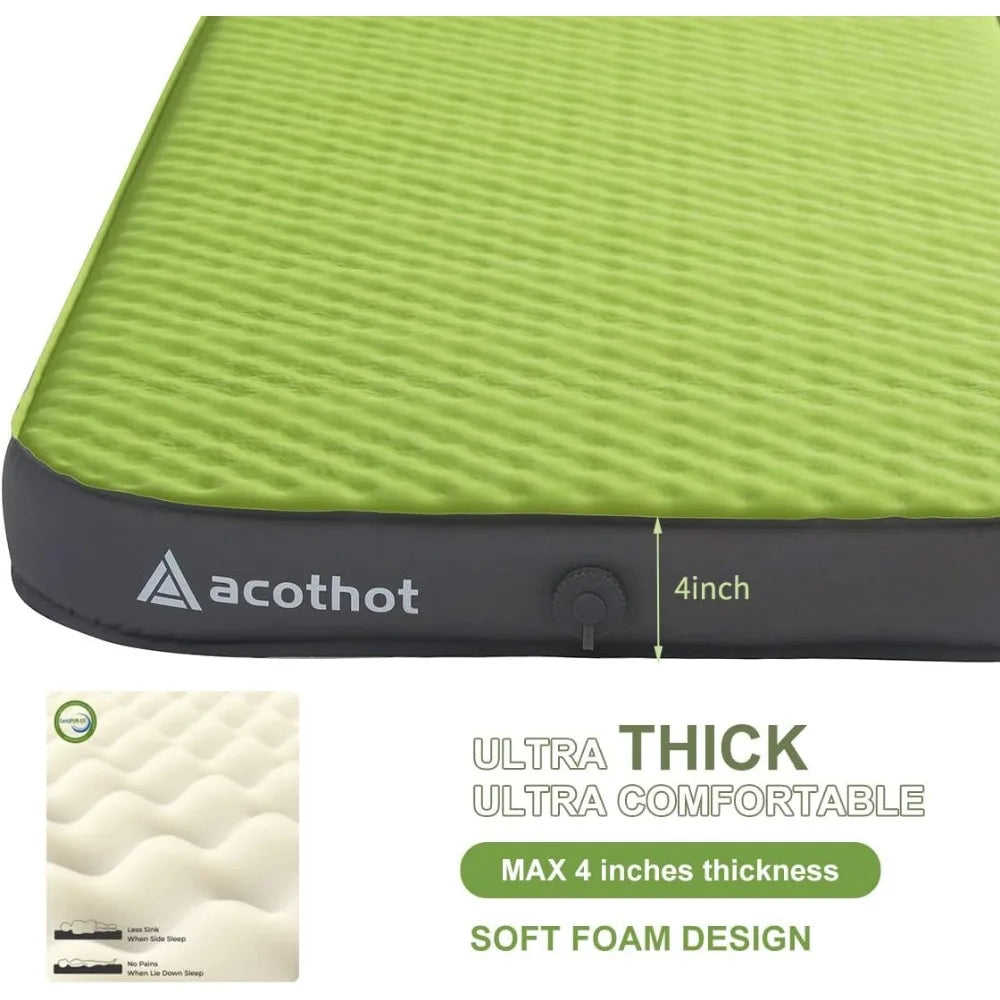 Super Thick Foam Inflatable Sleeping Bag With Pump Bag for All Season Comfort