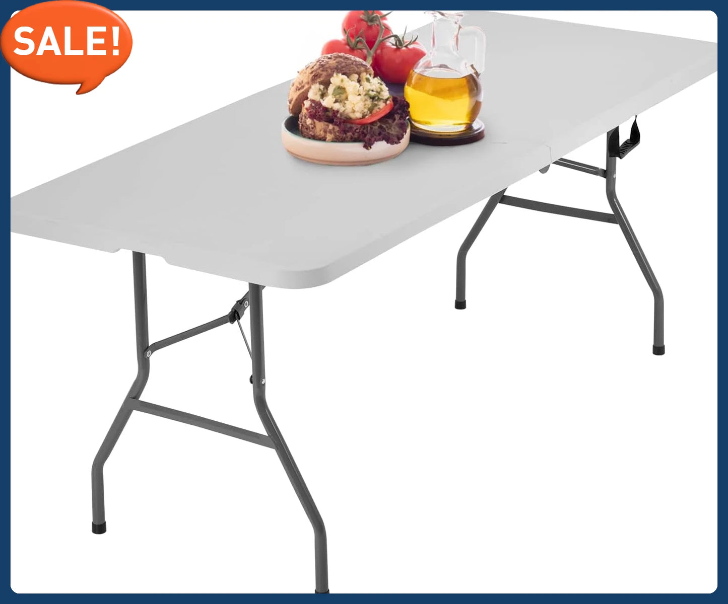 6FT Folding Picnic Table for Camping and Events White Plastic Lockable Design