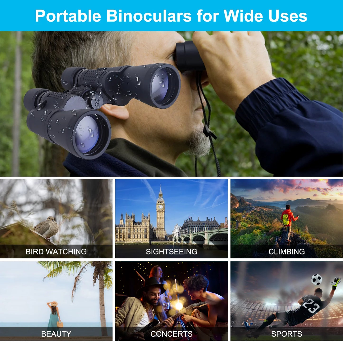 Military Zoom Powerful Binoculars with Case for Day and Low Light Hunting