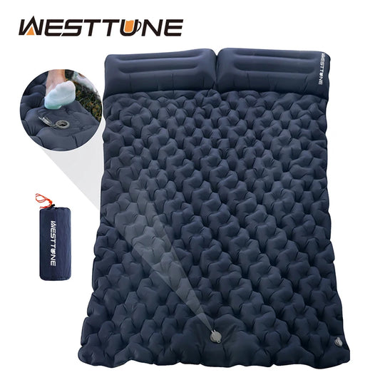 WESTTUNE Double Inflatable Mattress with Built-in Pillow for Outdoor Camping
