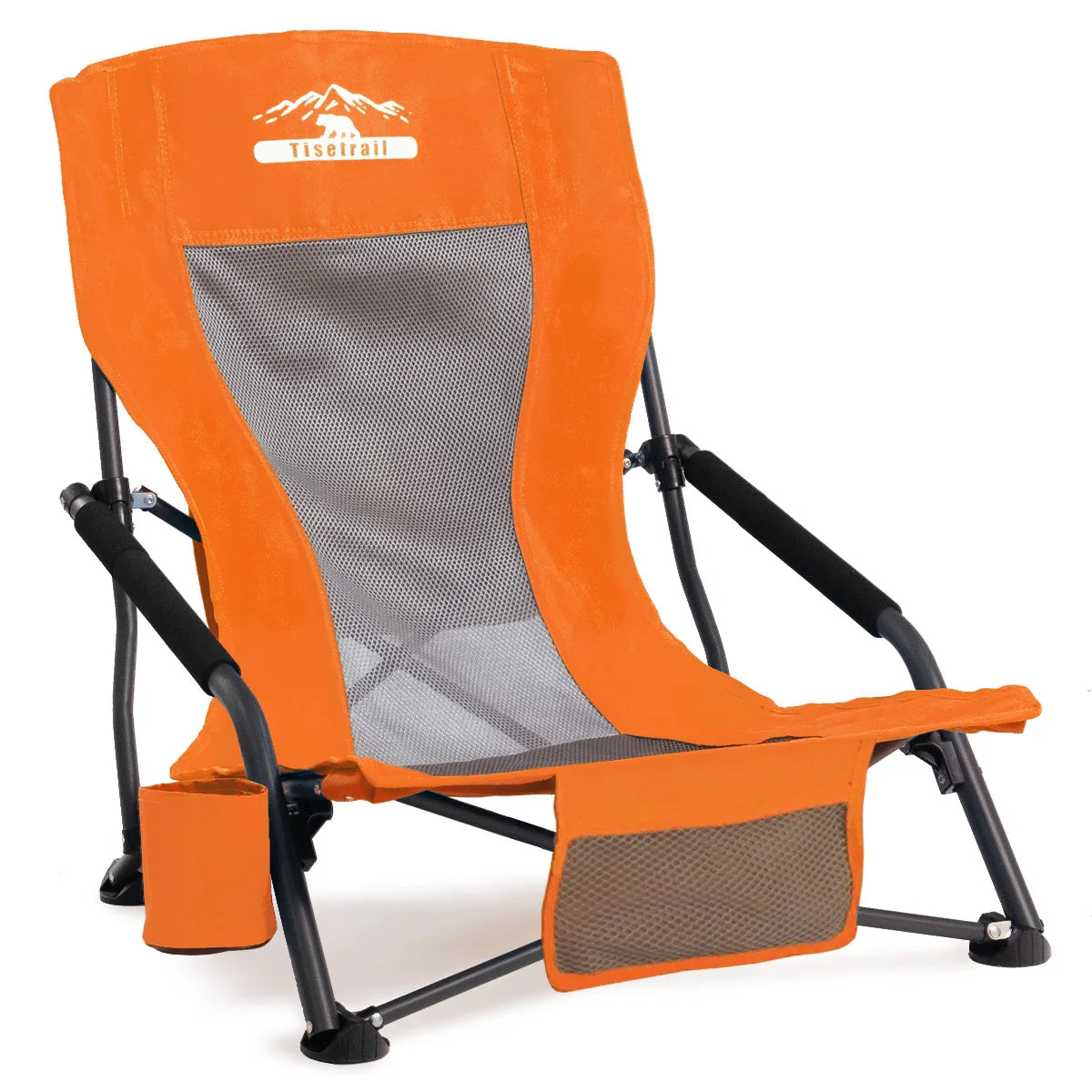 Tisetrail Portable Beach Chair with Cup Holder Lightweight Folding Orange Chair