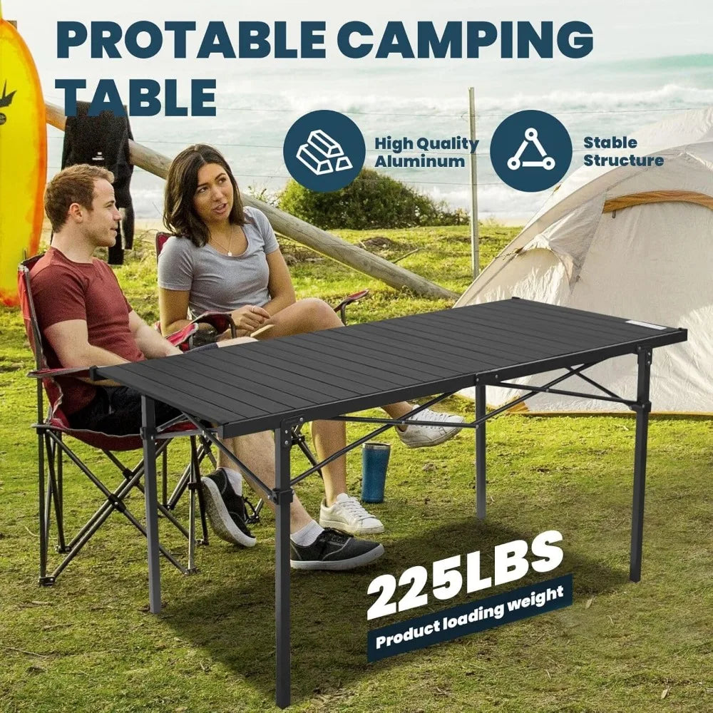 Folding Camping Table with Carry Bag for 4 to 6 People Portable Outdoor Use