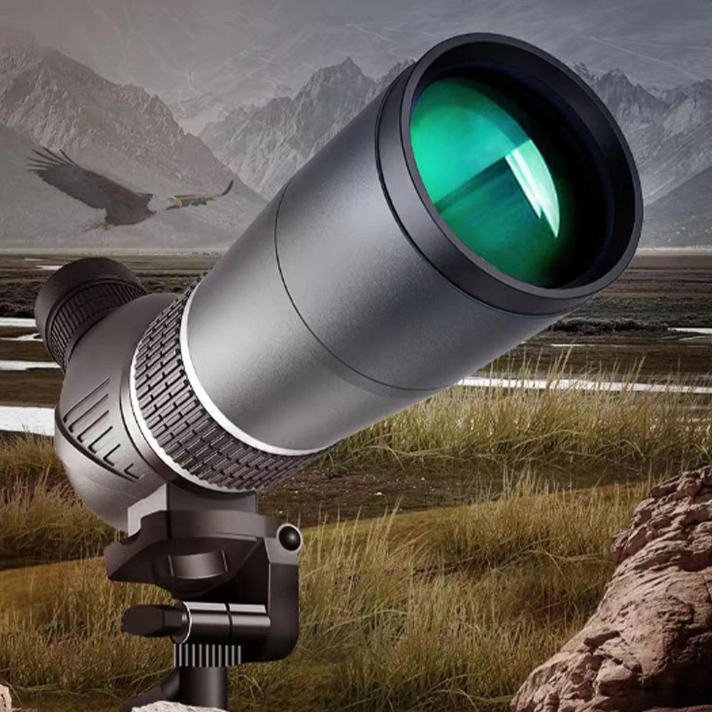 20-60X60 Zoom Angled Birdwatching Scope with HD Night Vision and Green Film