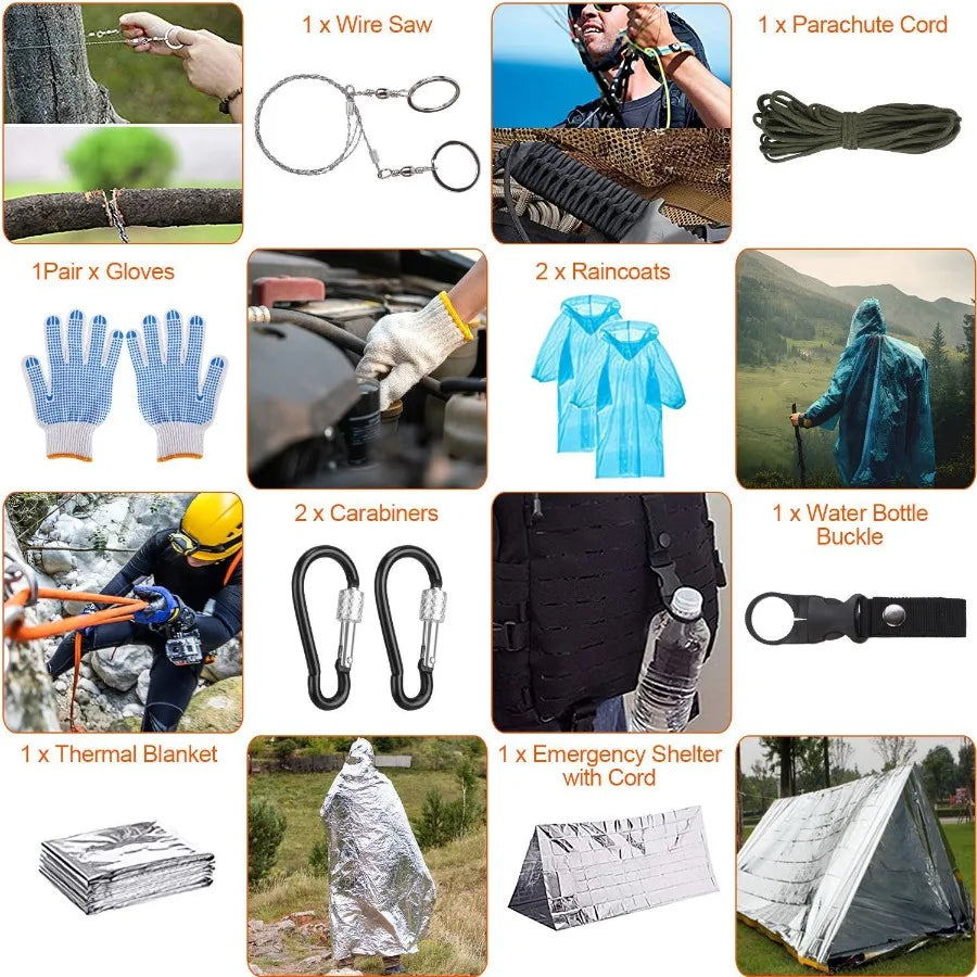 125Pcs Professional Emergency Survival Gear Kit for Outdoor Adventures