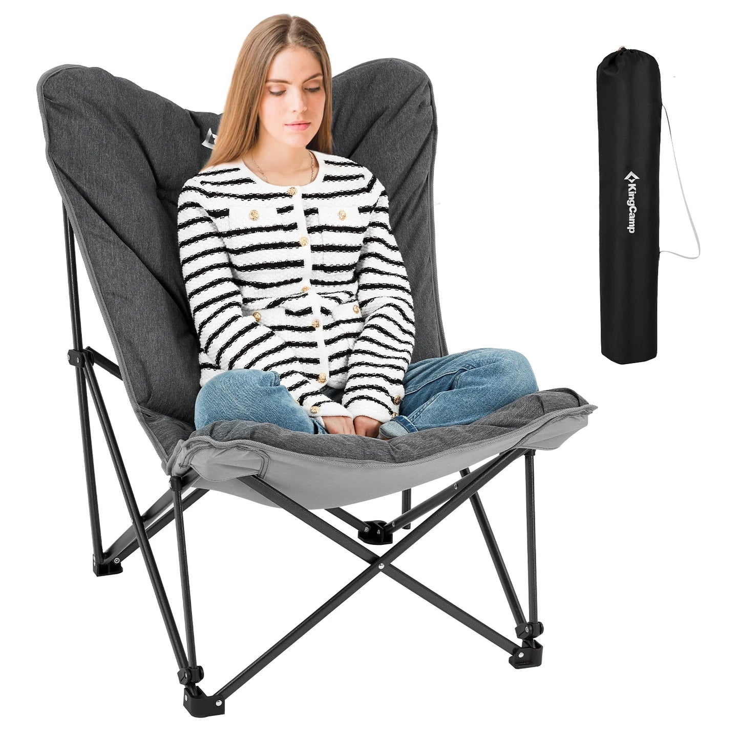 KingCamp Comfortable Butterfly Chair Portable Foldable with Upholstered Seat