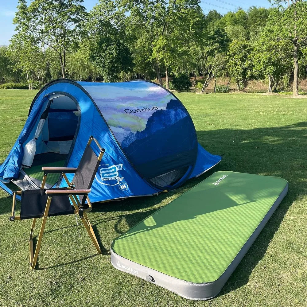 Super Thick Foam Inflatable Sleeping Bag With Pump Bag for All Season Comfort