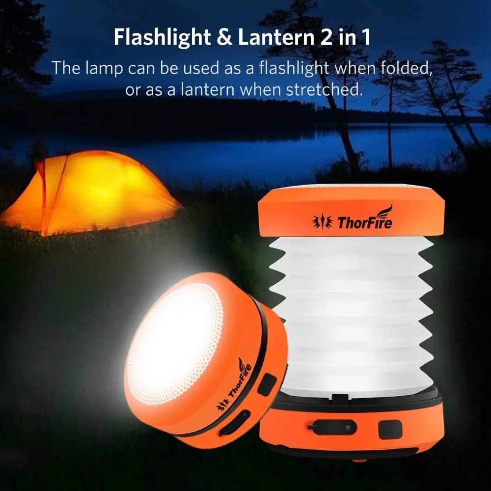 Solar Rechargeable Camping Lantern Power Bank Waterproof Portable Light 2/4PCS