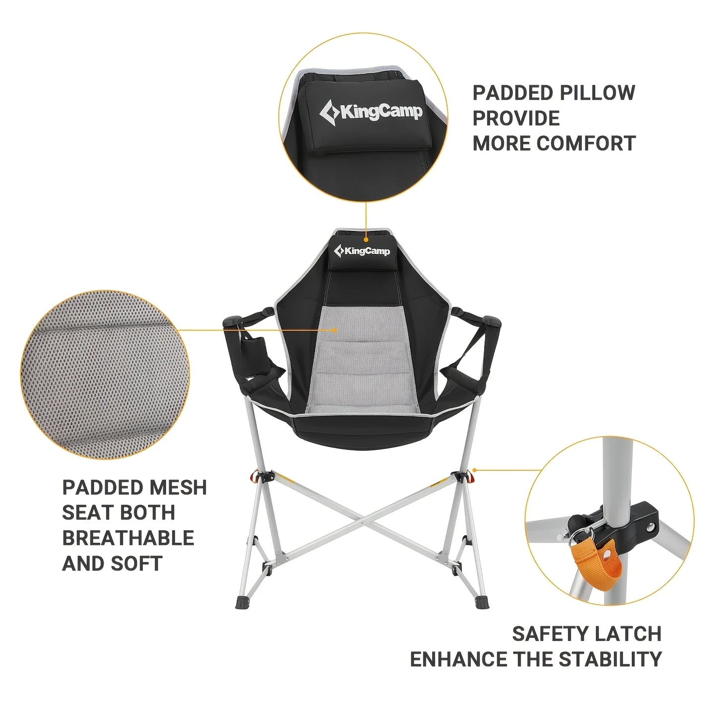 KingCamp Patio Hanging Rocking Chair Stand Ultra Lightweight Recliner Chair