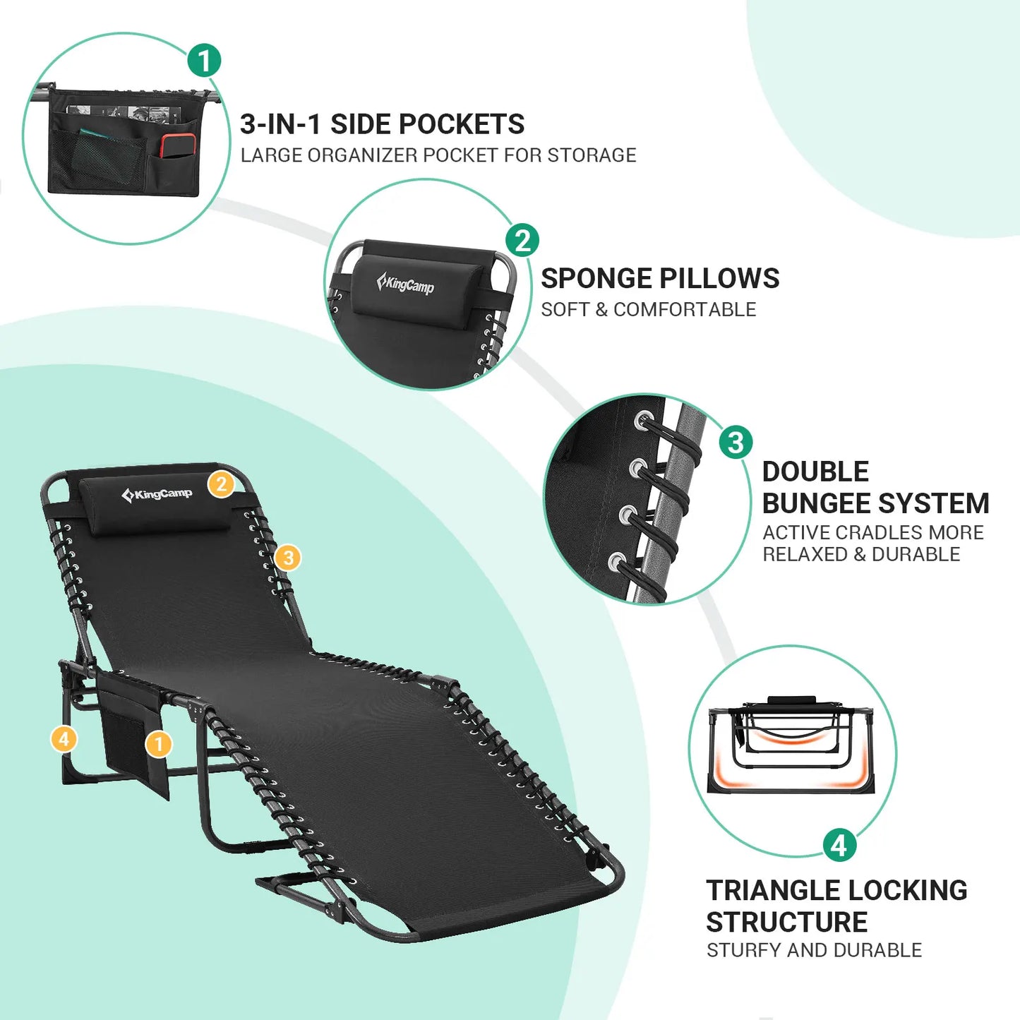 KingCamp Oversized Zero Gravity Lounge Chair With Removable Cushion