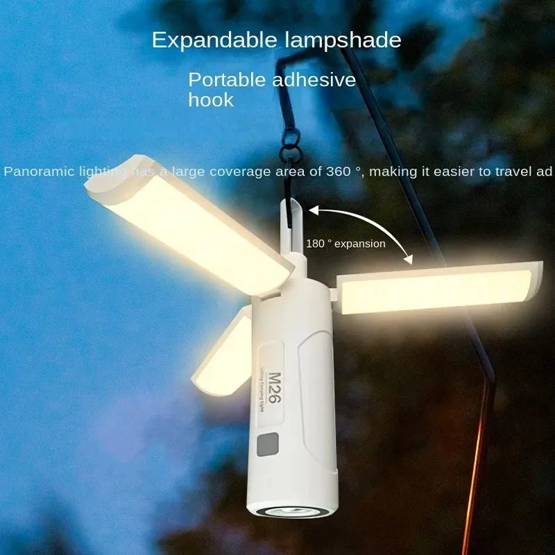 Portable Waterproof Camping Light with Magnetic Suction and Rechargeable Battery