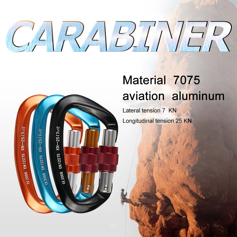 25KN Heavy Duty Locking Carabiner Clips for Camping Hiking and Dog Walking