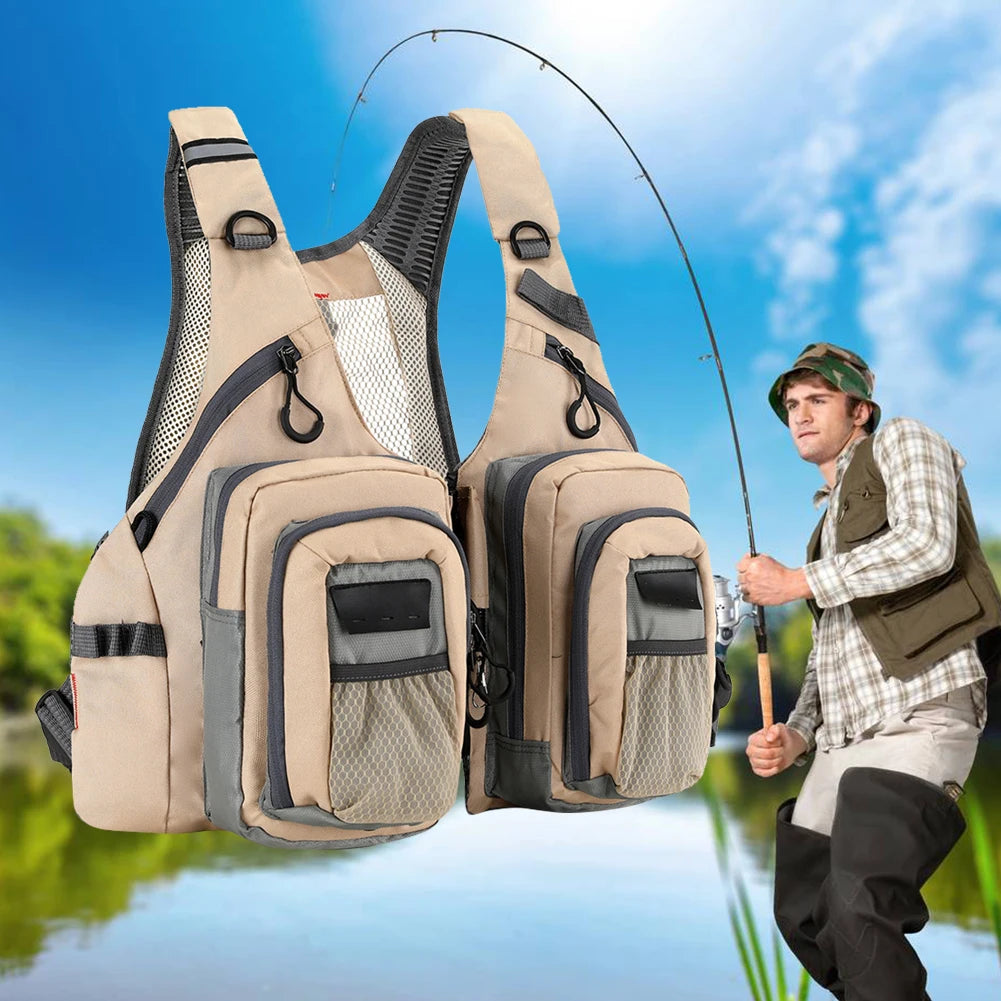 Fishing Vest with 10 Pockets Adjustable Waterproof Jacket for Men and Women