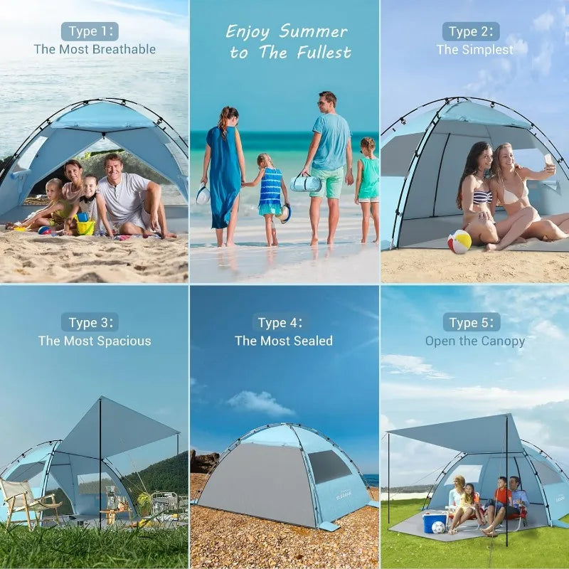 Elegear Pop Up Beach Tent Sun Shelter for 4-5 People with UPF 50 Protection