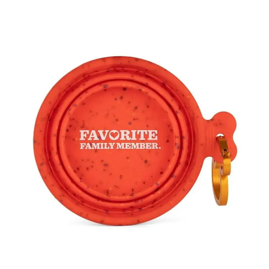 Collapsible Red Silicone Dog Bowl with Clip Portable Travel Pet Dish