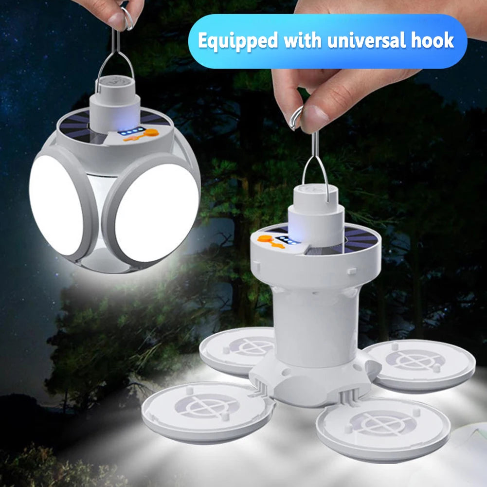 LED Solar Camping Light Bulb Rechargeable Portable Lantern with Adjustable Gears