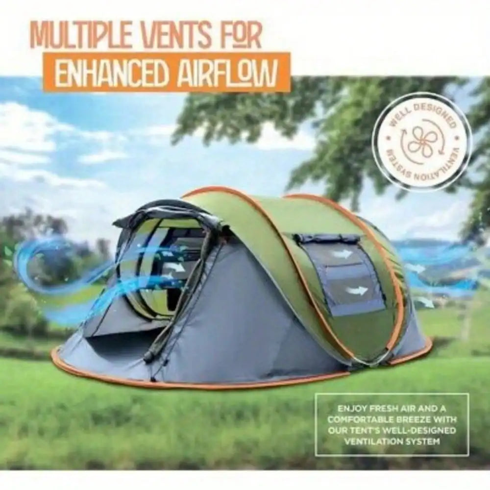 4-Person Easy Pop Up Camping Tent with 2 Doors and UPF50 Waterproof Features