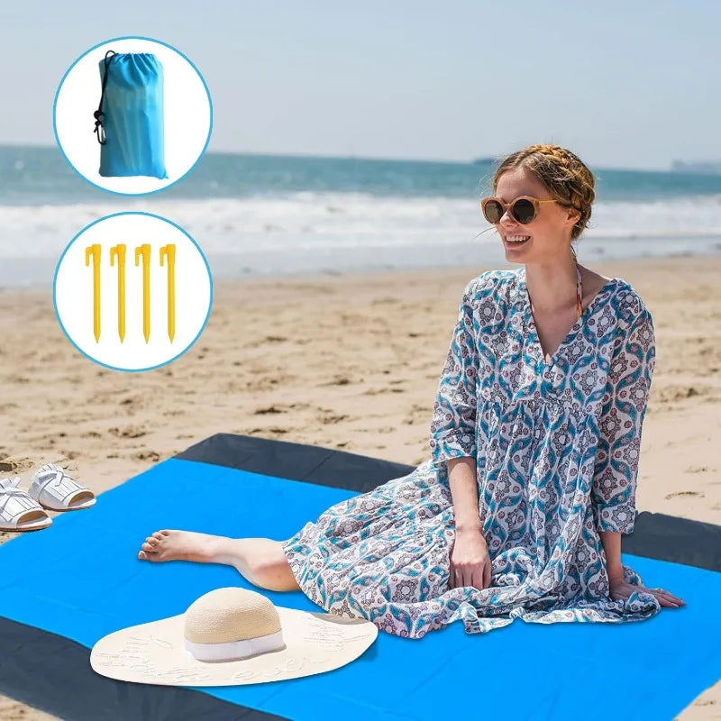 Beach Canopy Tent 11X11 FT with Blanket UPF50+ Sun Protection for 4-6 People