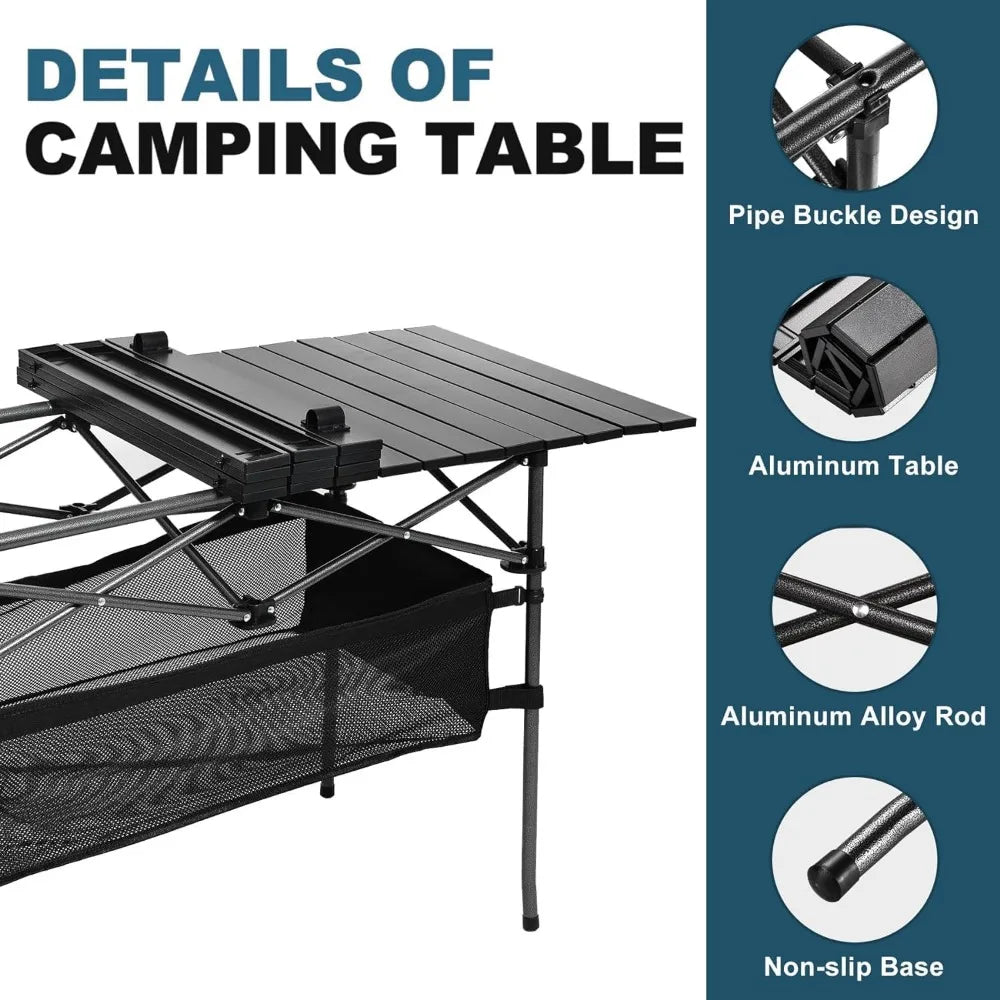 Folding Portable Aluminum Picnic Table with Carrying Bag for Outdoor Use