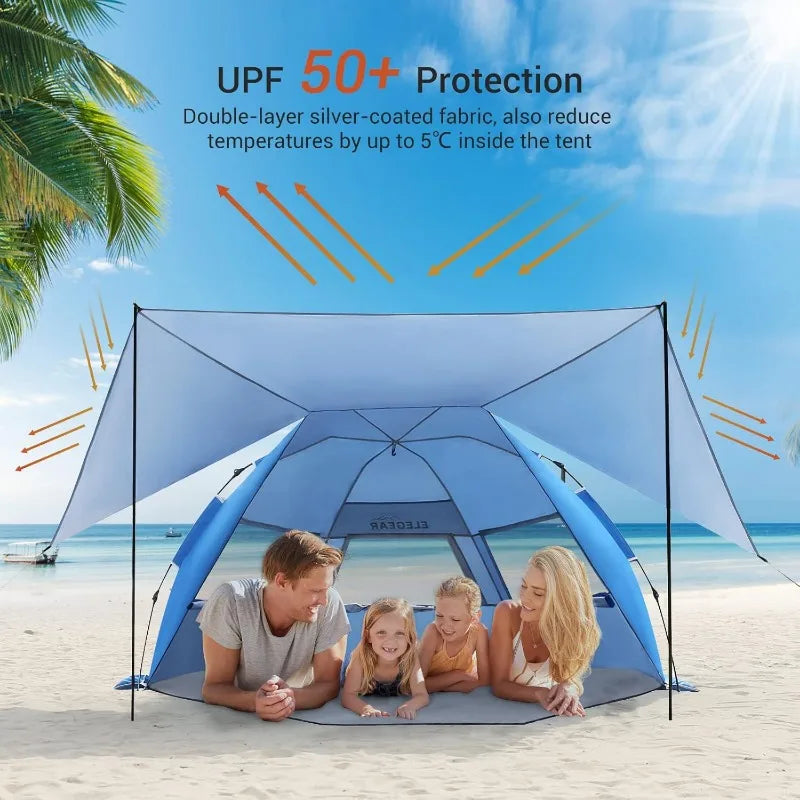 Elegear Beach Tent with 360 Degree Canopy for 4-6 People Sun Shade Shelter