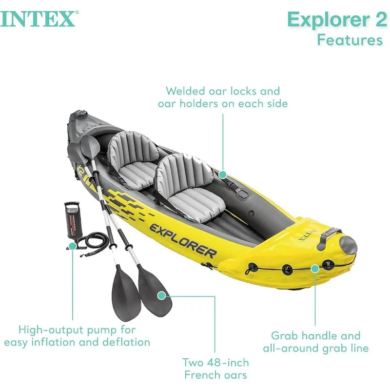Intex Explorer K2 Inflatable Kayak Set with Aluminum Oars and Pump