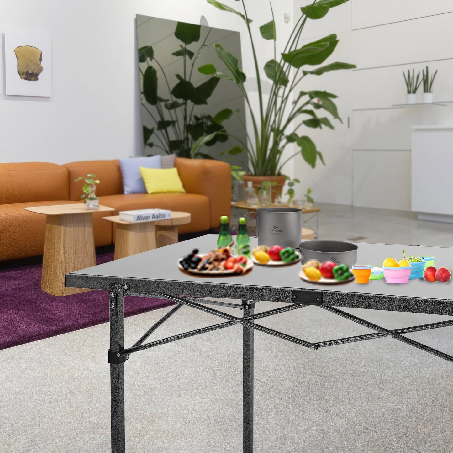 KingCamp Folding Camping Table Lightweight Aluminum with Net Pocket for Outdoor Use