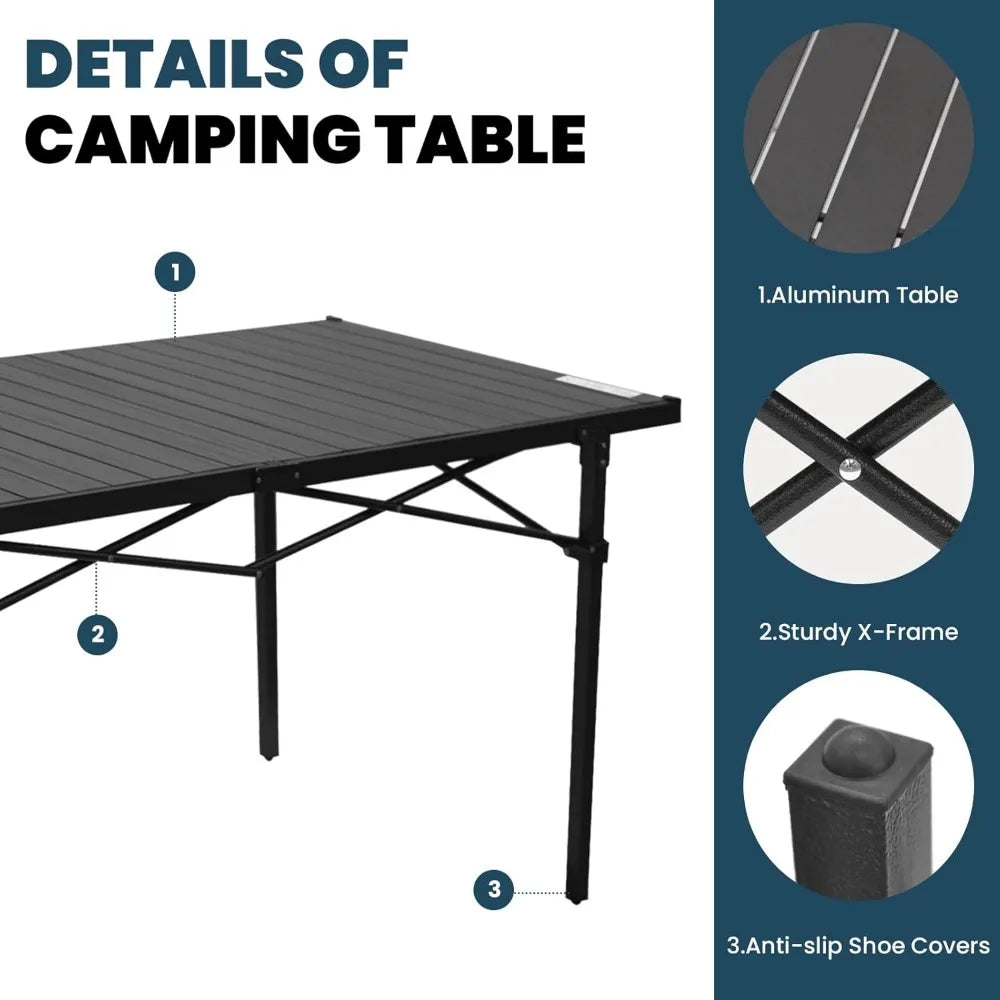 Folding Camping Table with Carry Bag for 4 to 6 People Portable Outdoor Use
